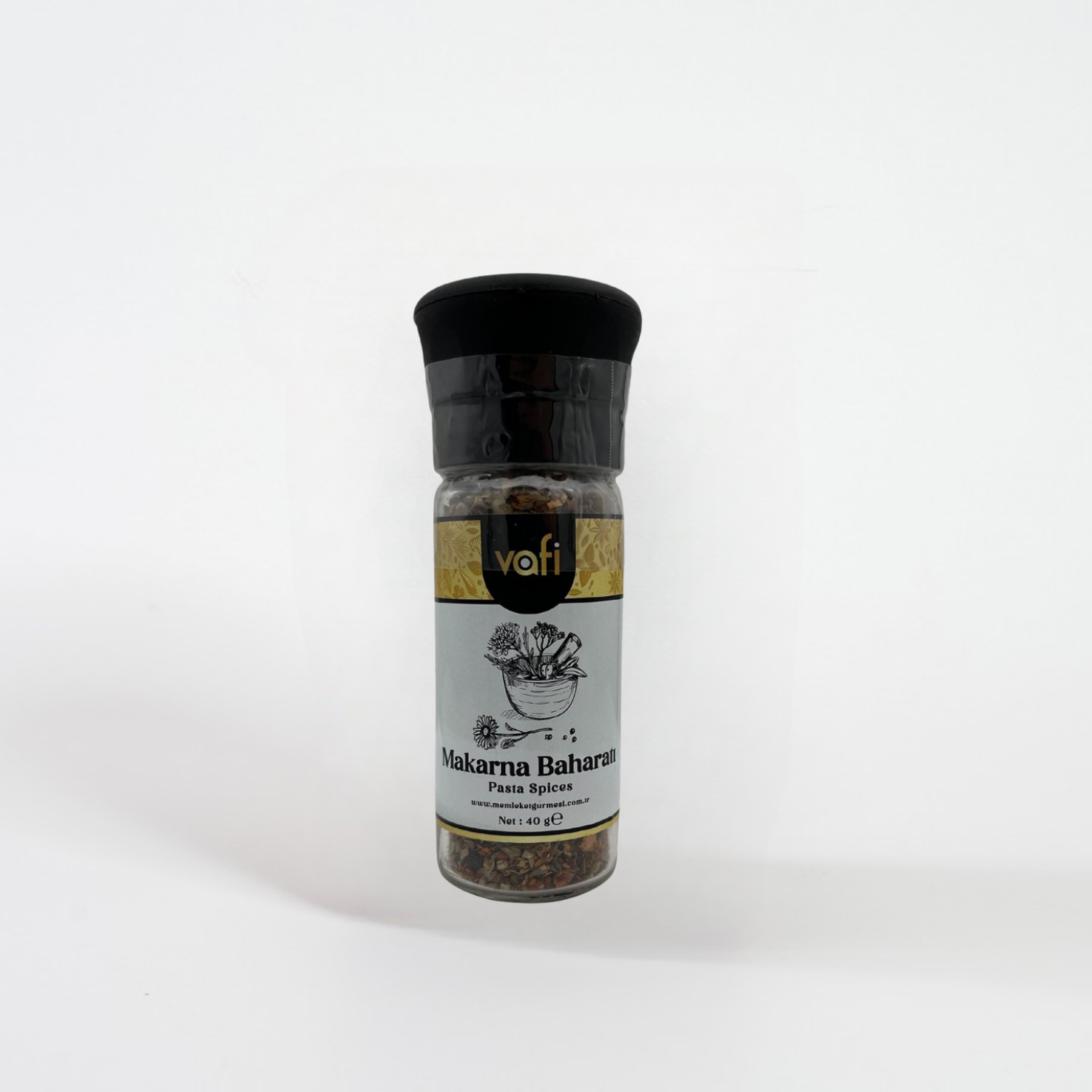 Vafi Cam Değirmen Kapak Serisi Makarna Baharatı 40 grVafi