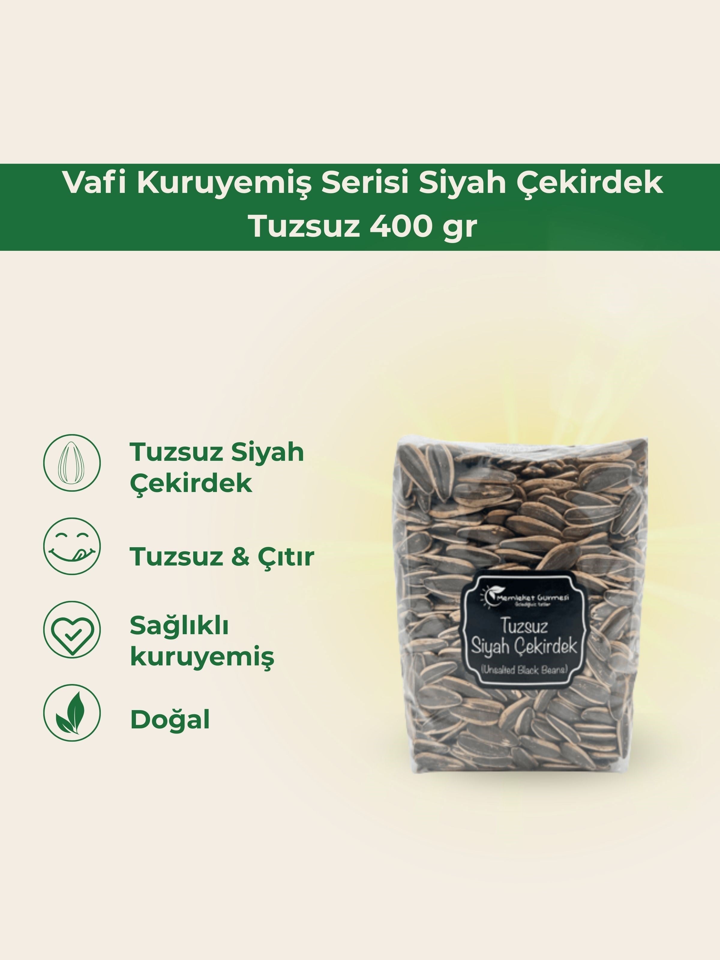 Vafi Kuruyemiş Serisi Siyah Çekirdek Tuzsuz 400 grMemleket Gurmesi