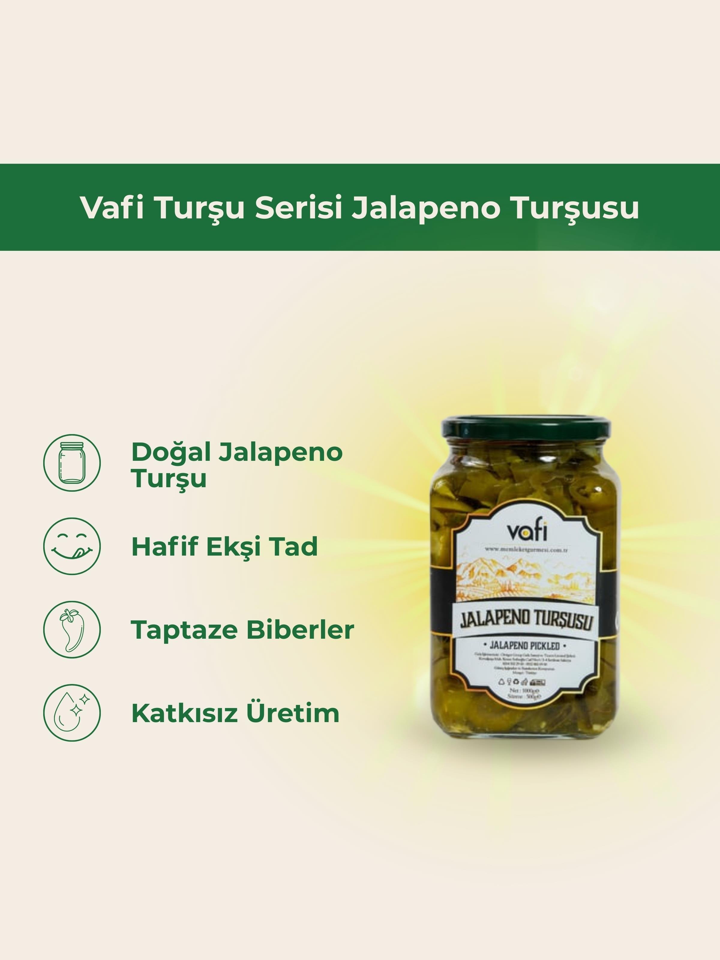 Vafi Turşu Serisi Jalapeno Turşusu 1000cc-500grMemleket Gurmesi