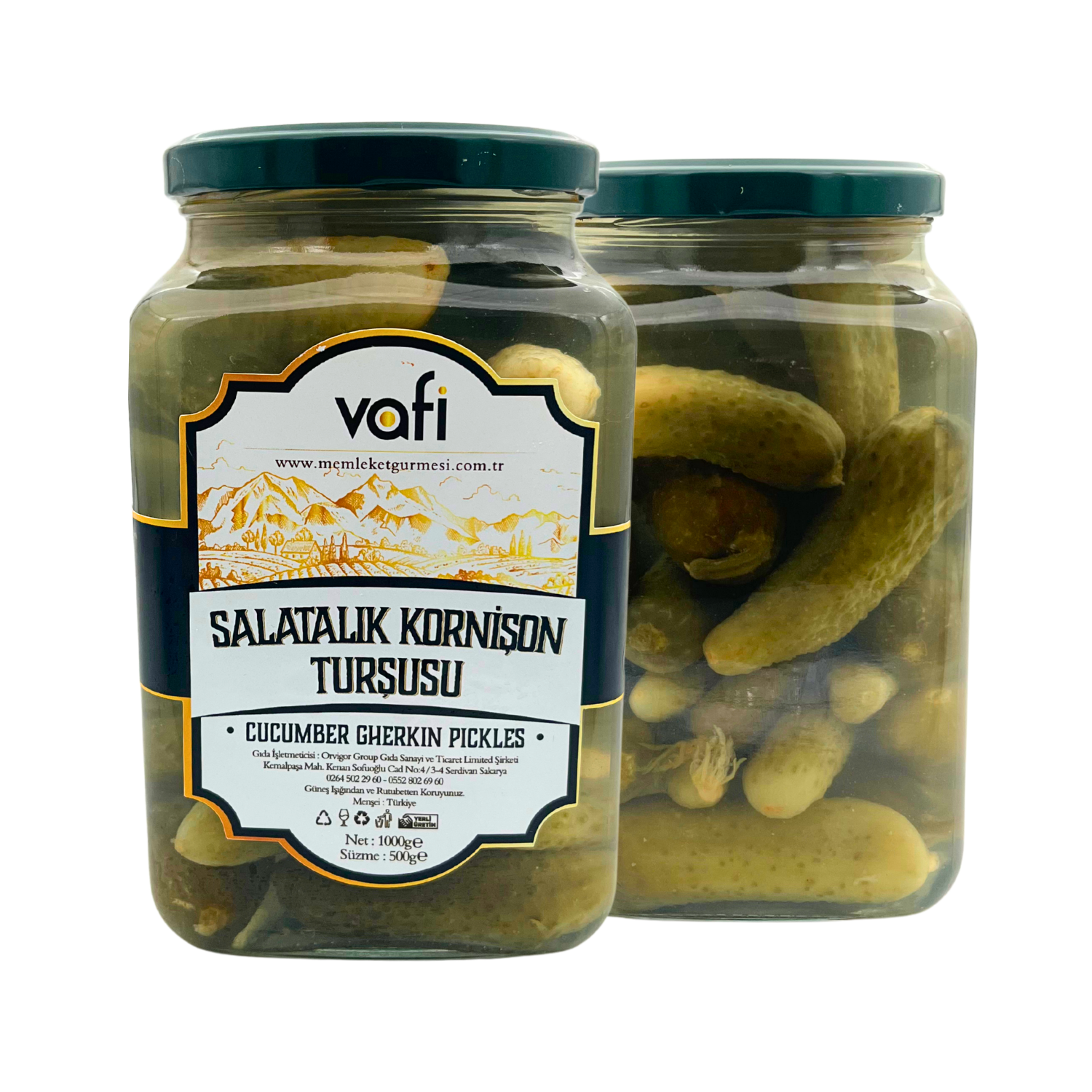 Vafi Turşu Serisi Salatalık Kornişon Turşusu 1000cc-500grMemleket Gurmesi