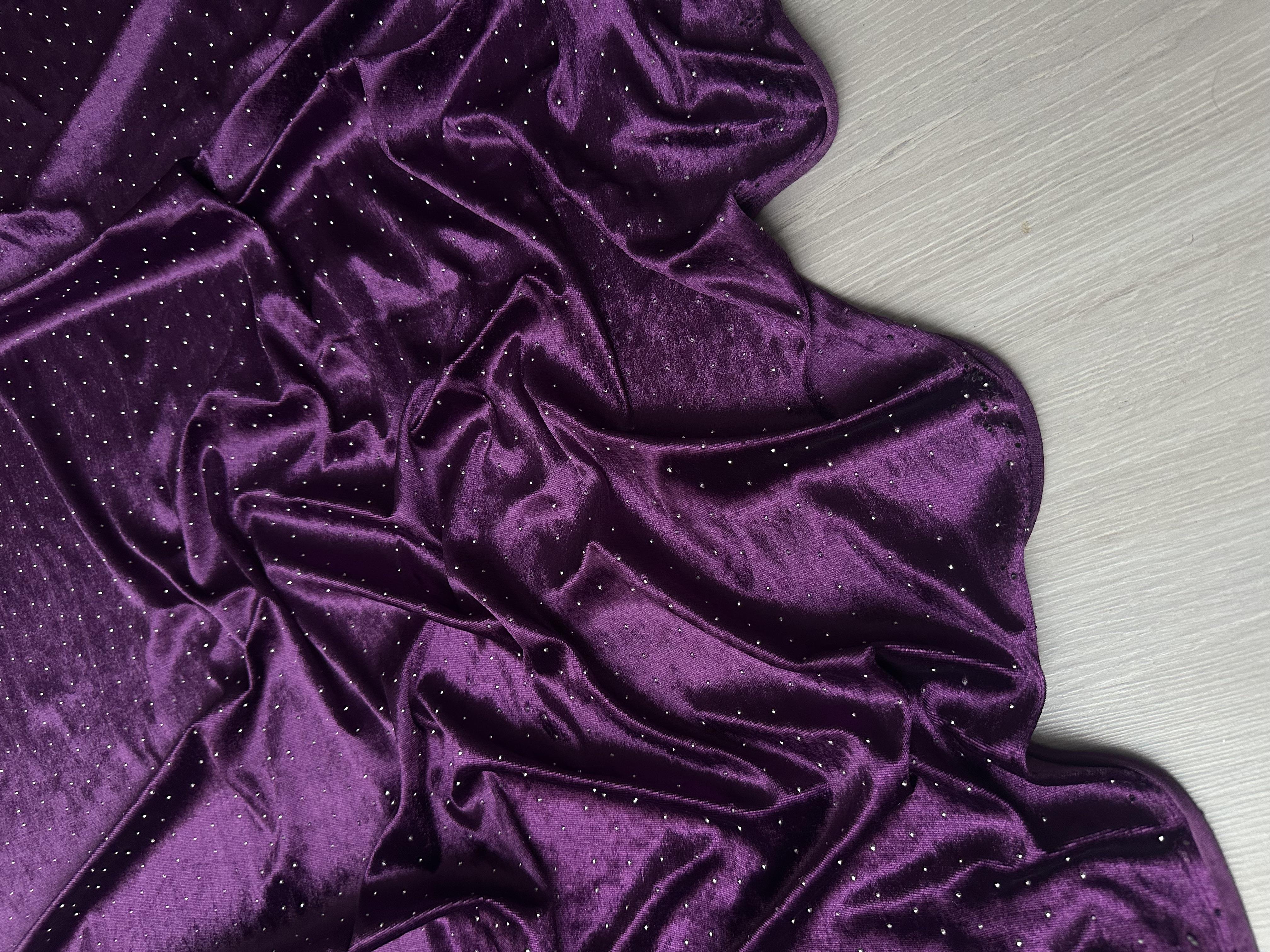 TAŞLI İTHAL KADİFE - MOR