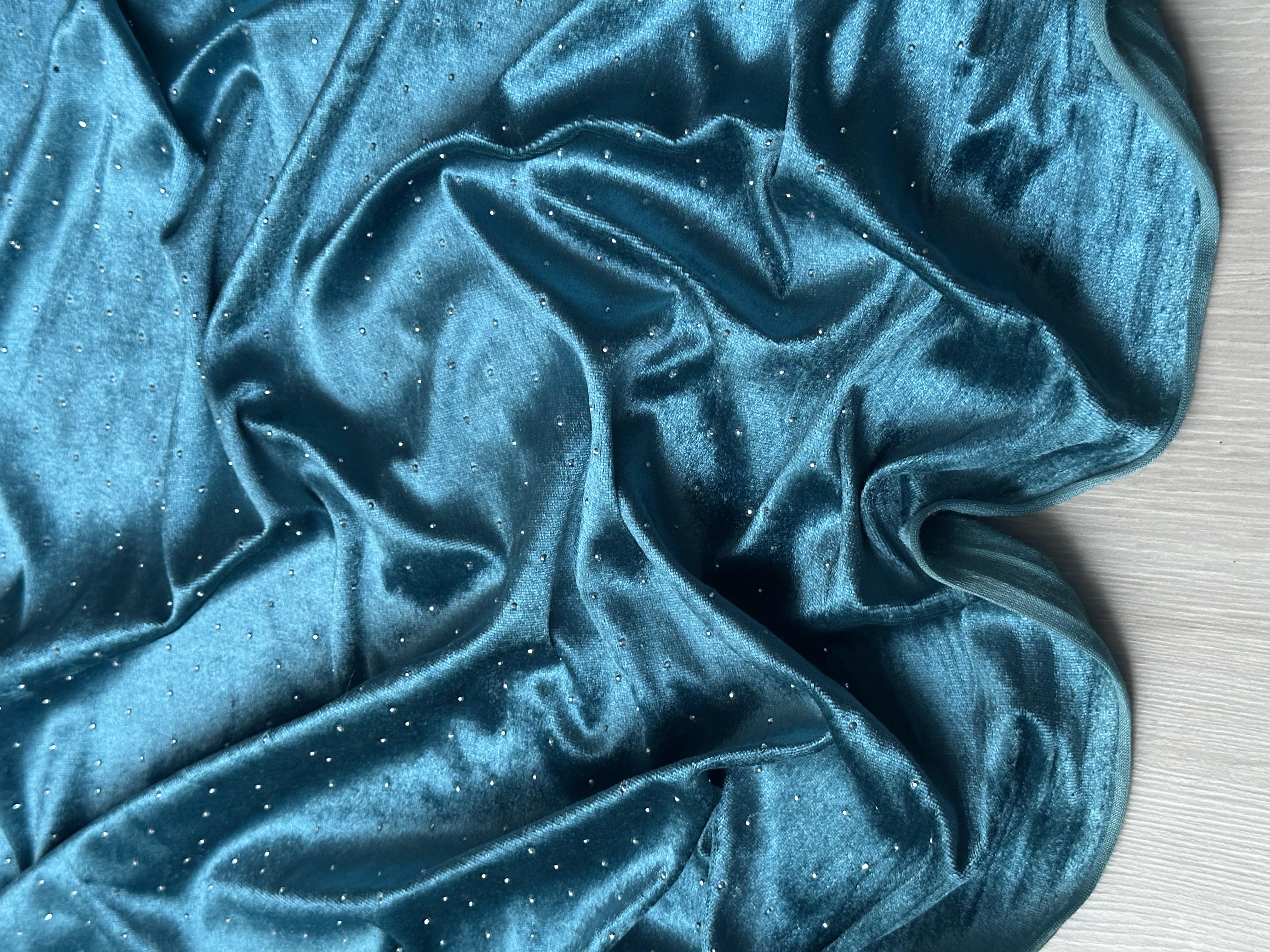 TAŞLI İTHAL KADİFE - TURKUAZ RENGİ