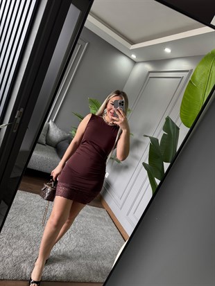 DANTEL DETAY MİNİ ELBİSE 