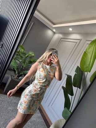 FERMUARLI DRAPELİ ELBİSE 