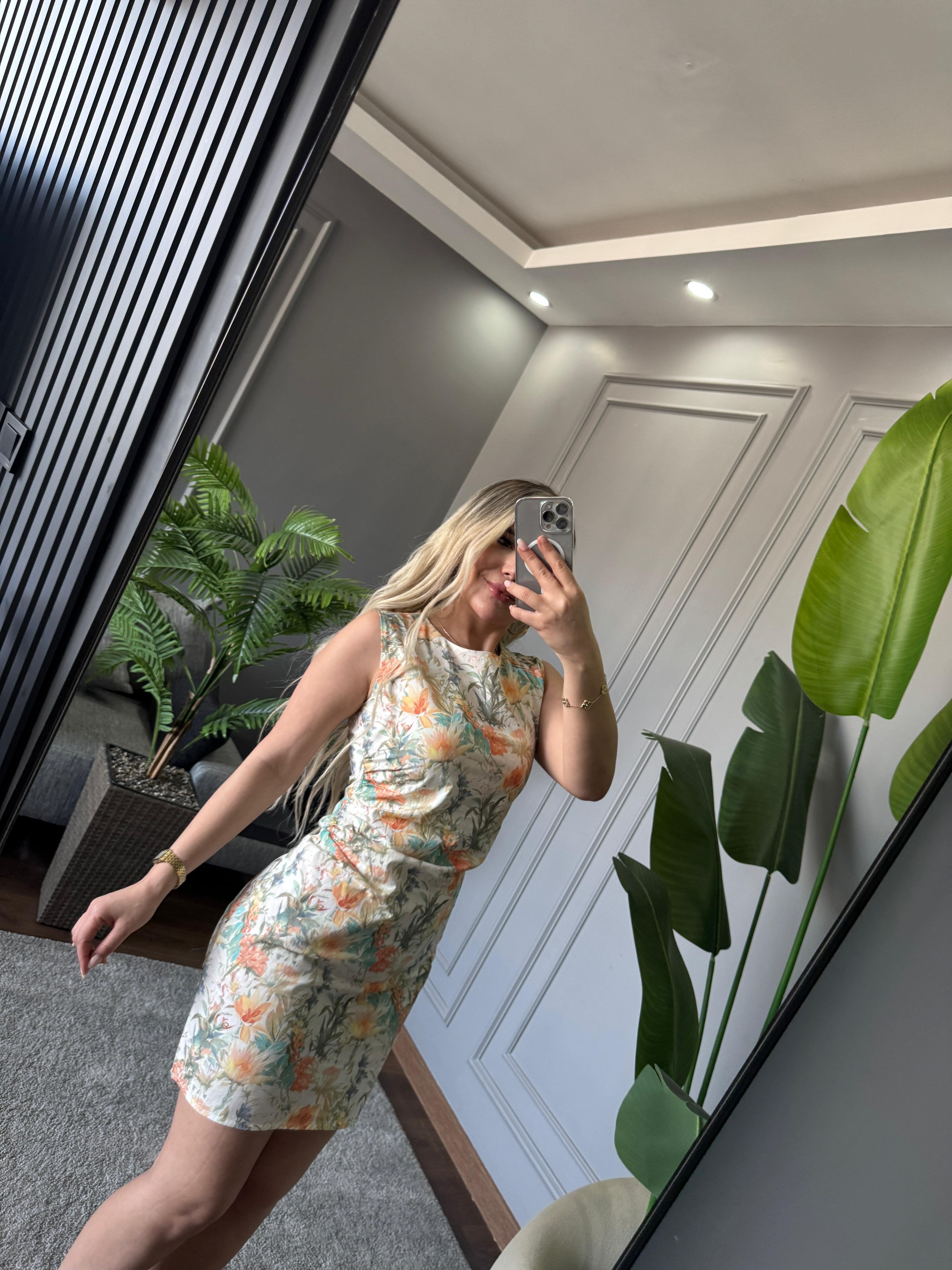 FERMUARLI DRAPELİ ELBİSE 