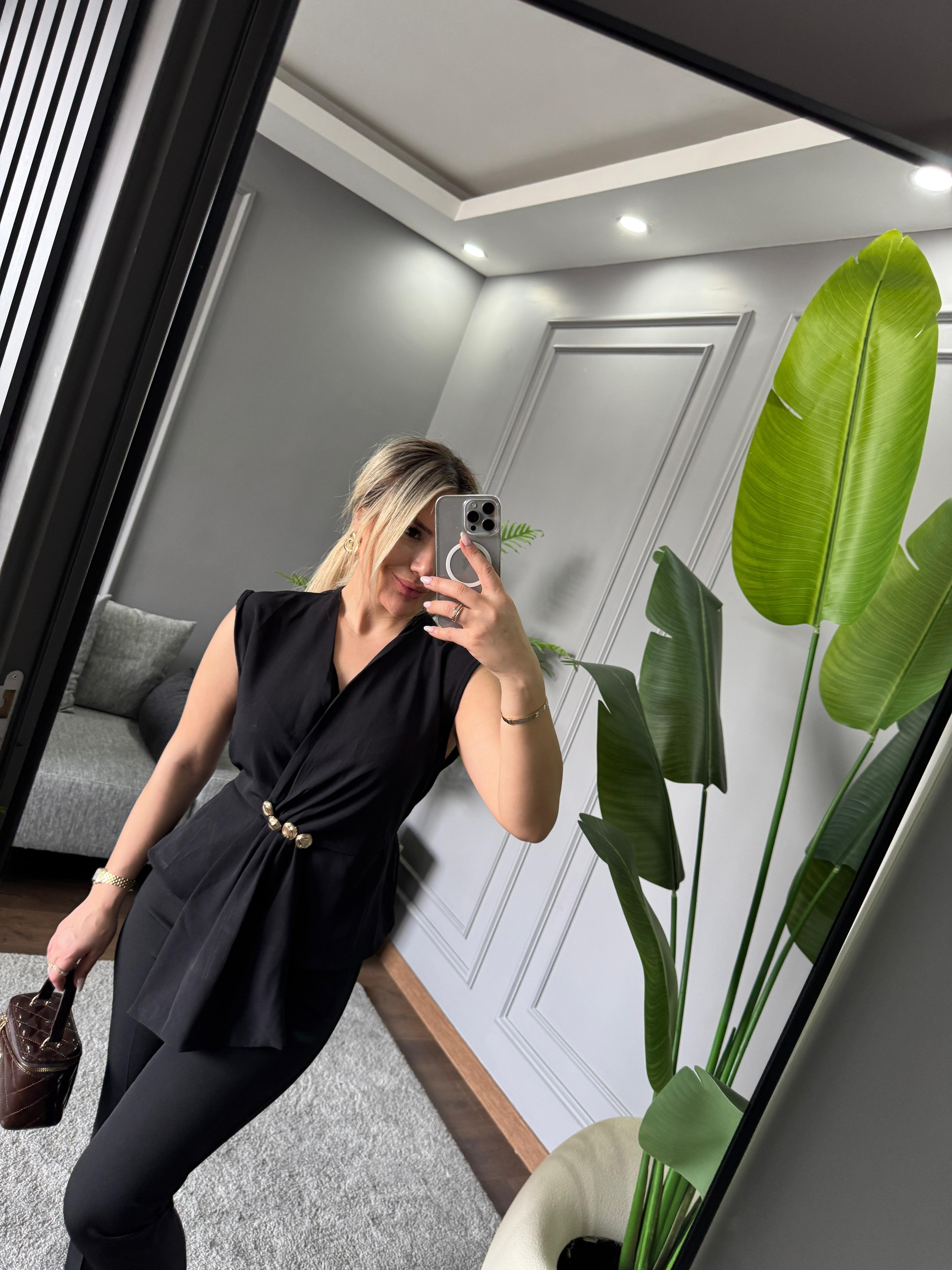 GOLD DETAY ŞIK BLUZ 