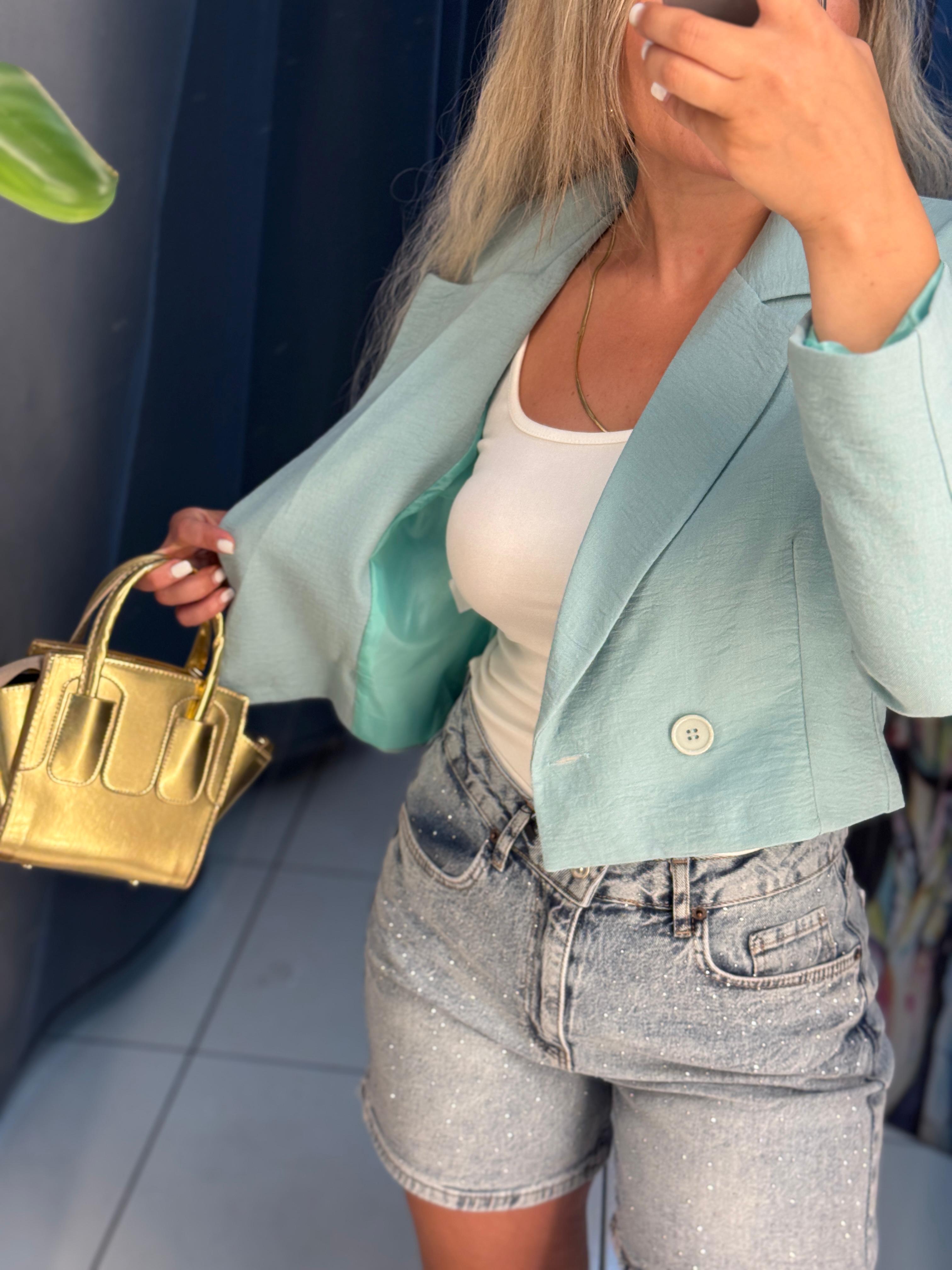 Kısa Blazer ceket astarlı 