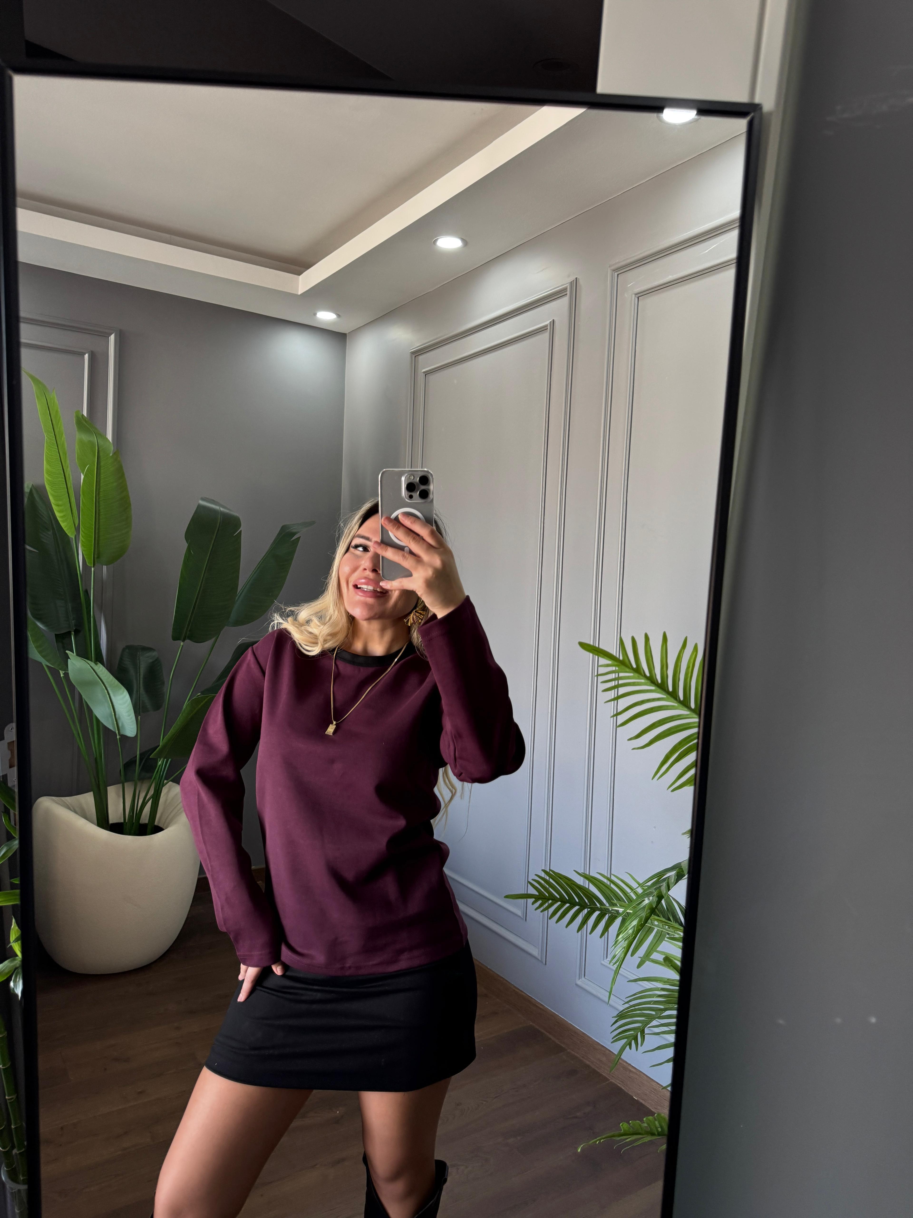 ŞARDONSUZ BİYE DETAYLI SWEAT 