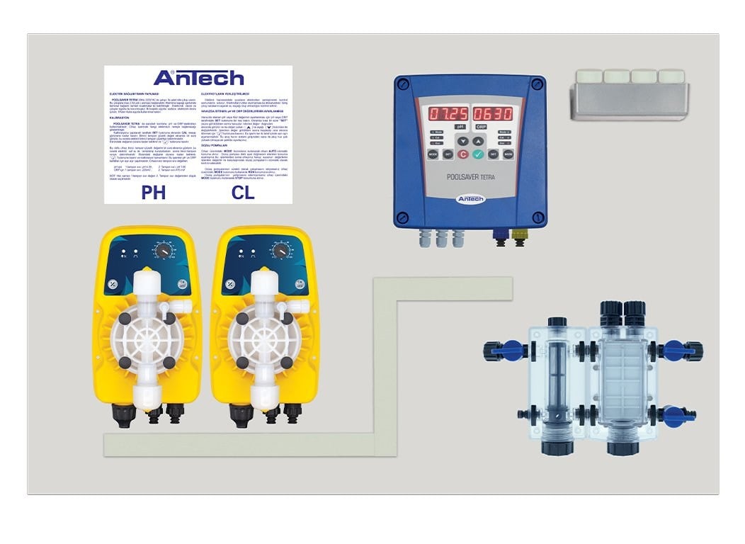 Antech Sistem 02 DP 1500 pH&ORP Ölçümlü, Nova Pompalı Havuz Kontrol Sistemi