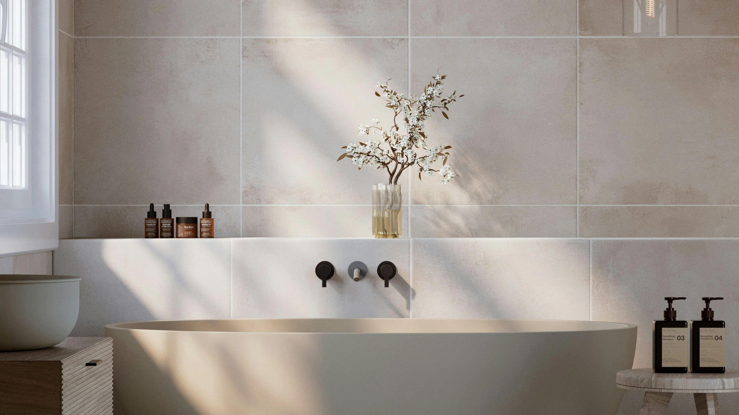 modern banyo dekorasyonunda şık akrilik bağımsız küvet tasarımı