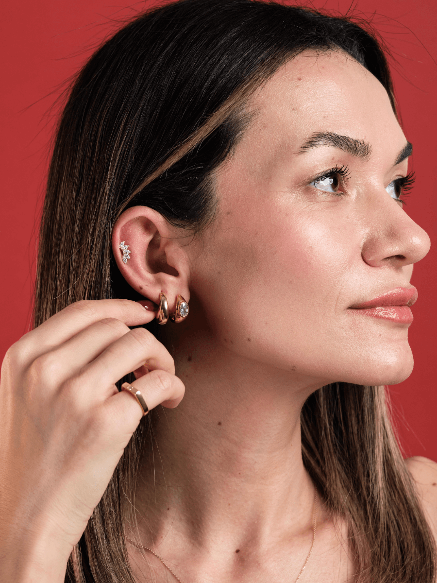 14 Ayar Altın Beştaş Damla Tragus Piercing