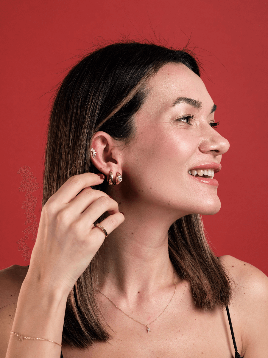 14 Ayar Altın Beştaş Damla Tragus Piercing