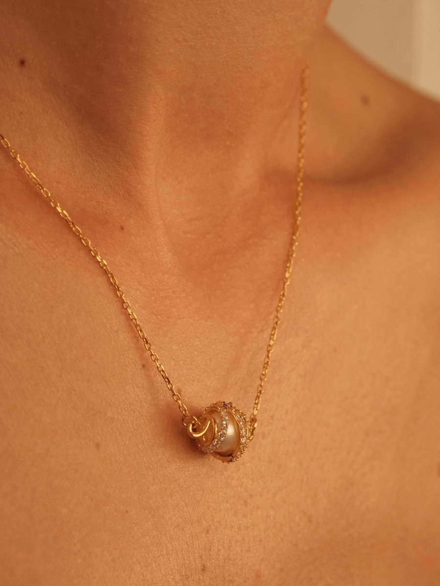 Amour İncili Kafes Detaylı Zincir Kolye