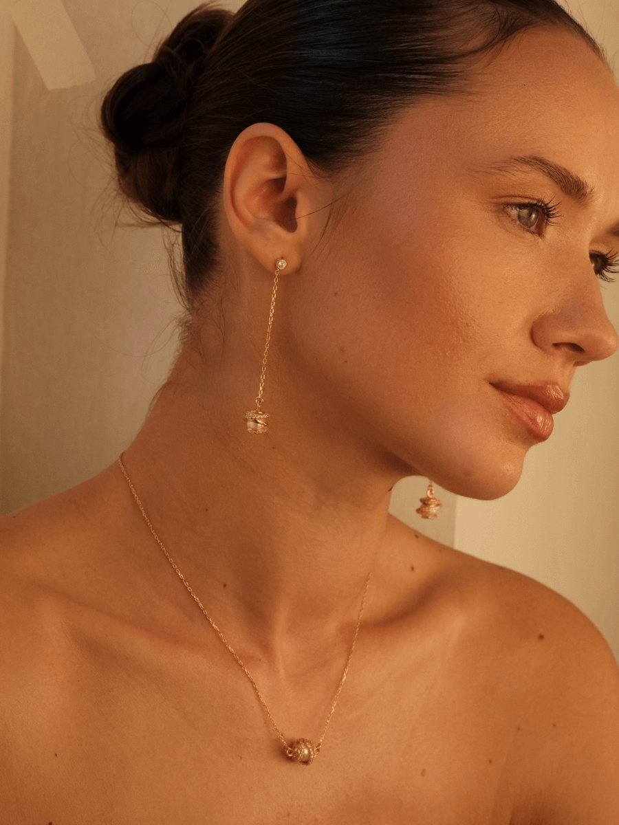 Amour İncili Kafes Detaylı Zincir Kolye