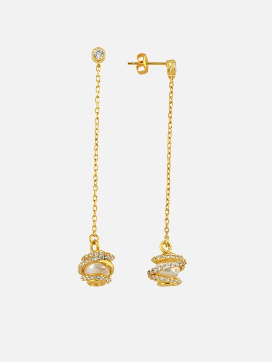 Amour Kafes İncili Uzun Zincir Küpe