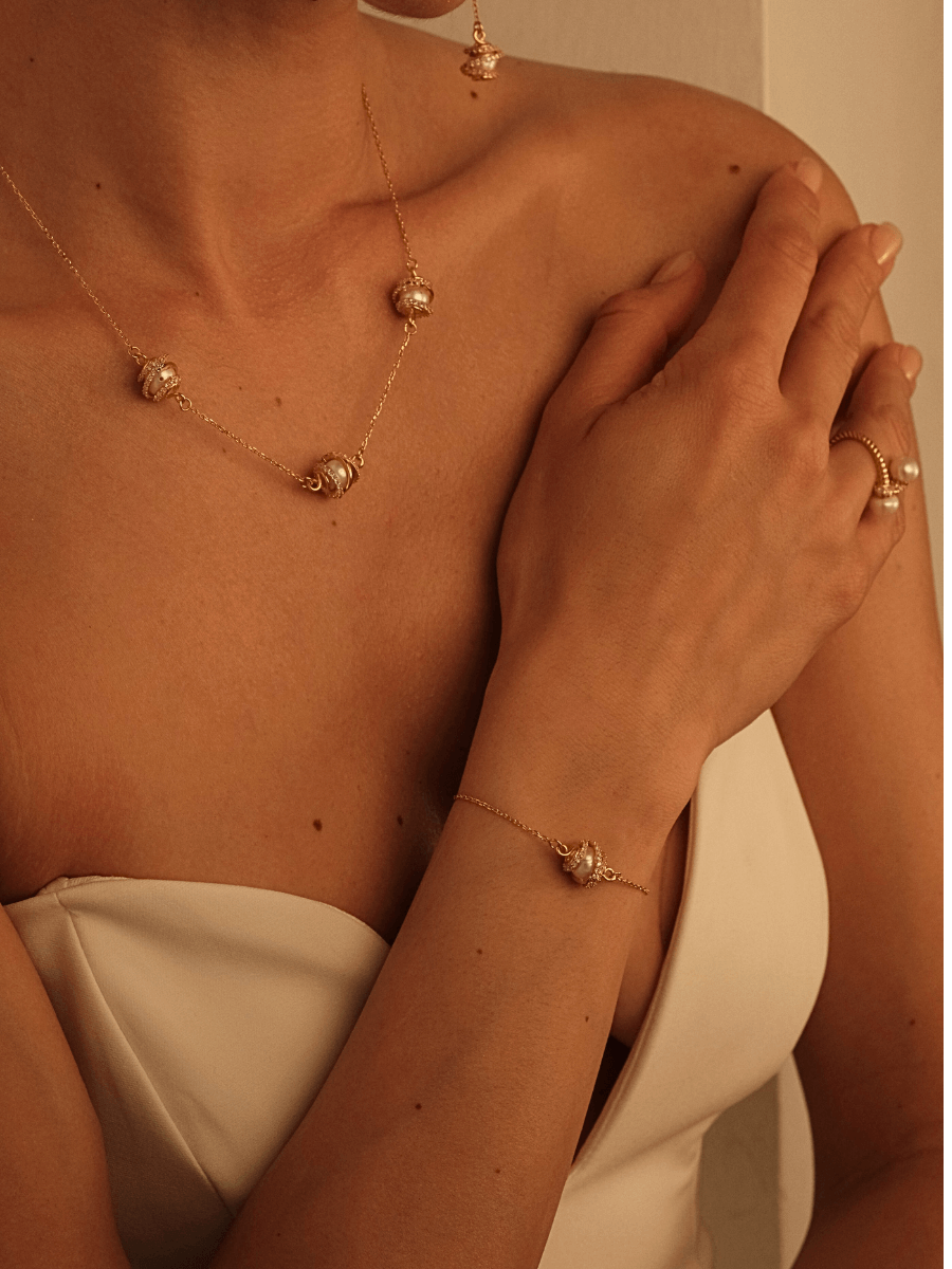 Amour Kafesli İnci Zincir Bileklik