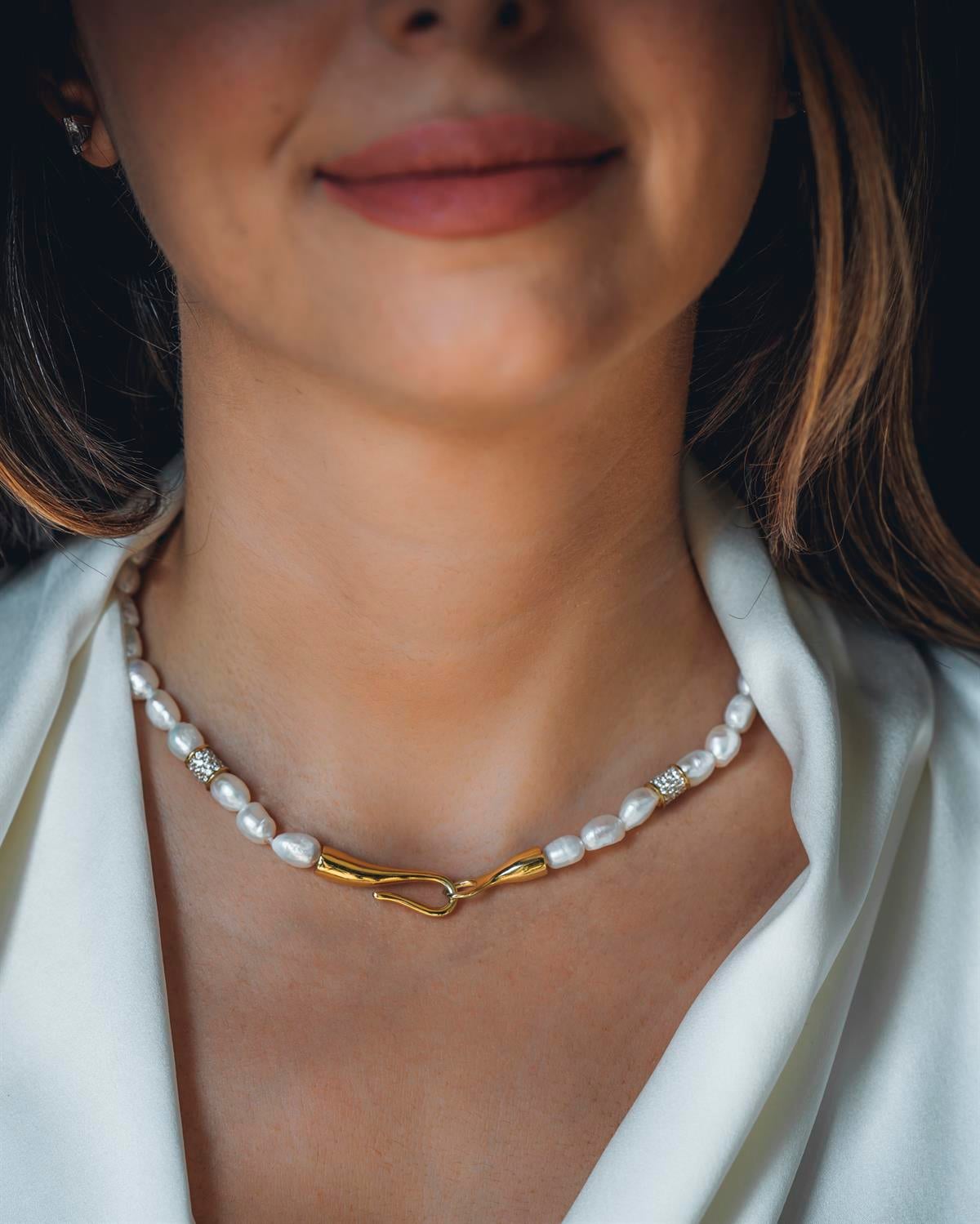 Bayem Taşlı İnci Kolye