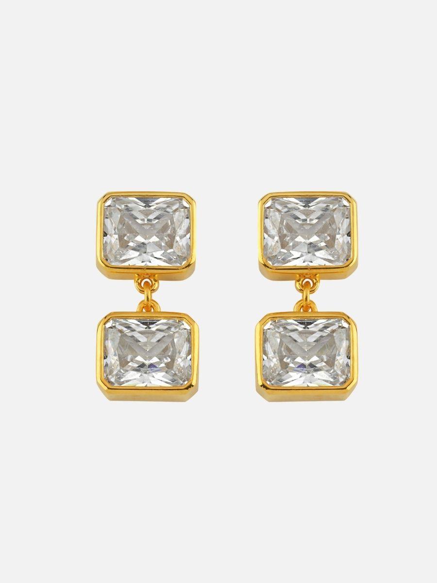 İkili Kristal Taşlı Sallantılı Küpe