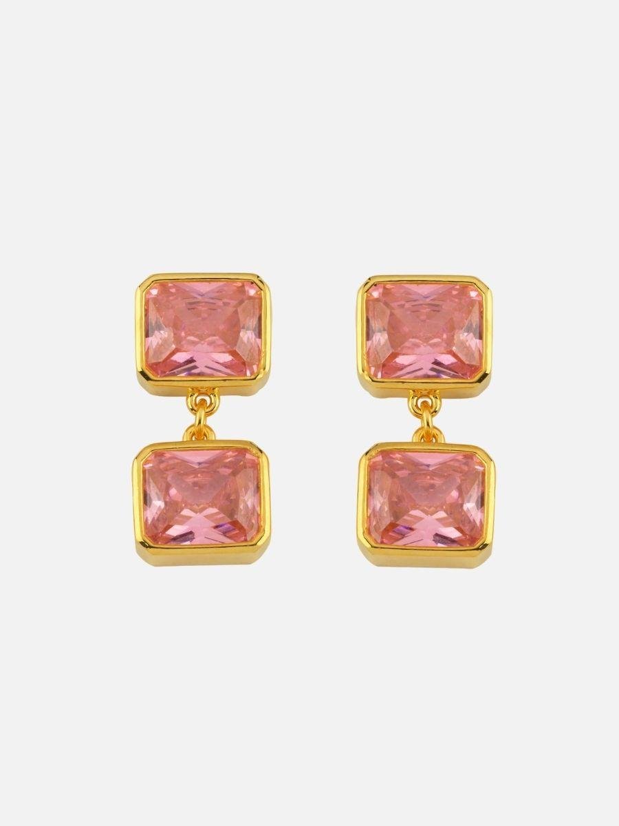 İkili Kristal Taşlı Sallantılı Küpe