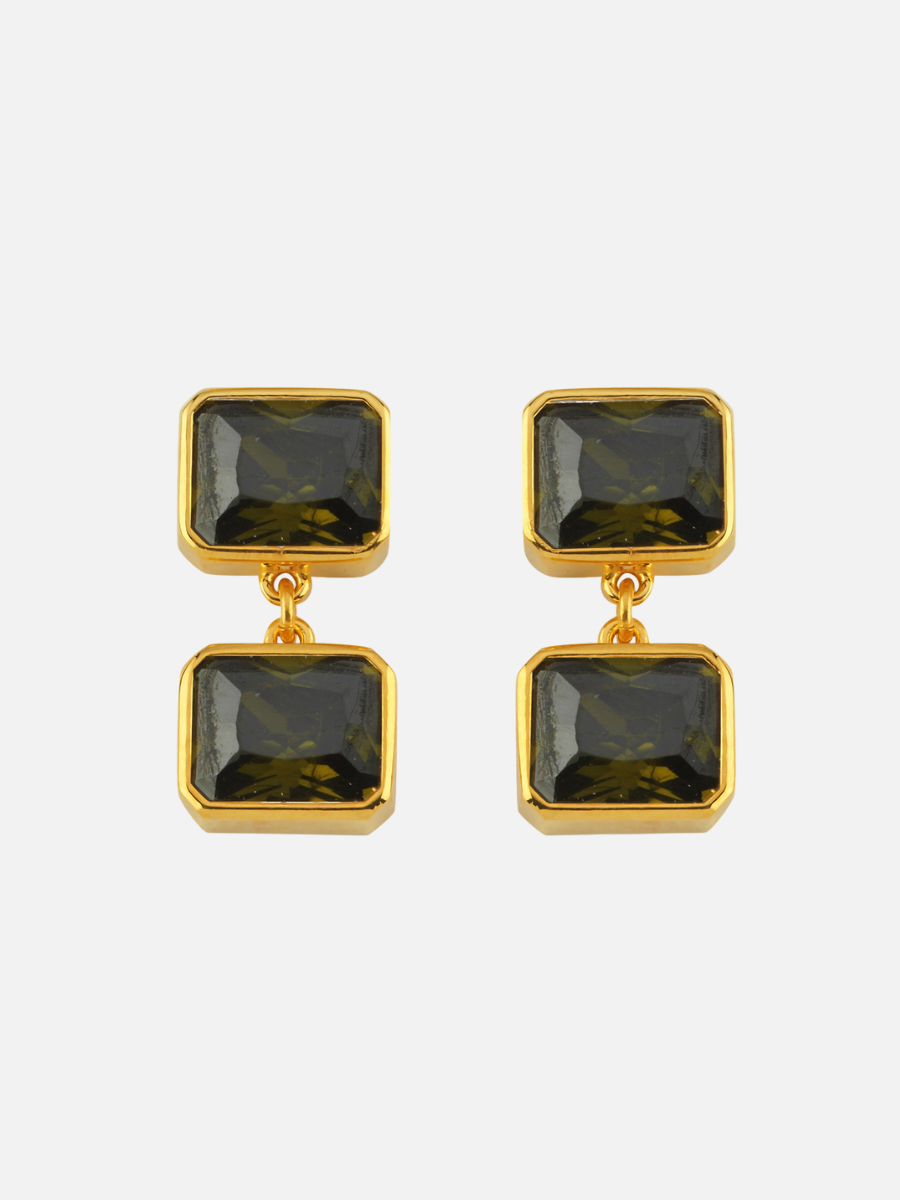 İkili Kristal Taşlı Sallantılı Küpe