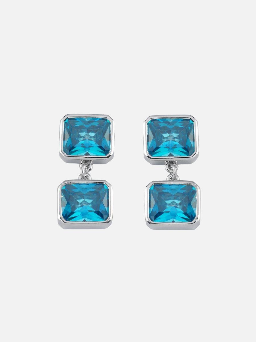 İkili Kristal Taşlı Sallantılı Küpe