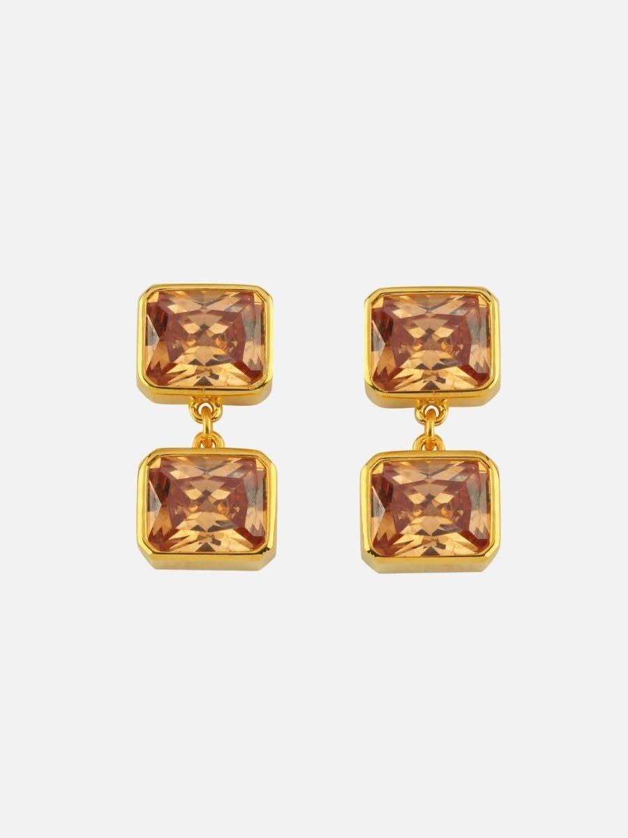 İkili Kristal Taşlı Sallantılı Küpe