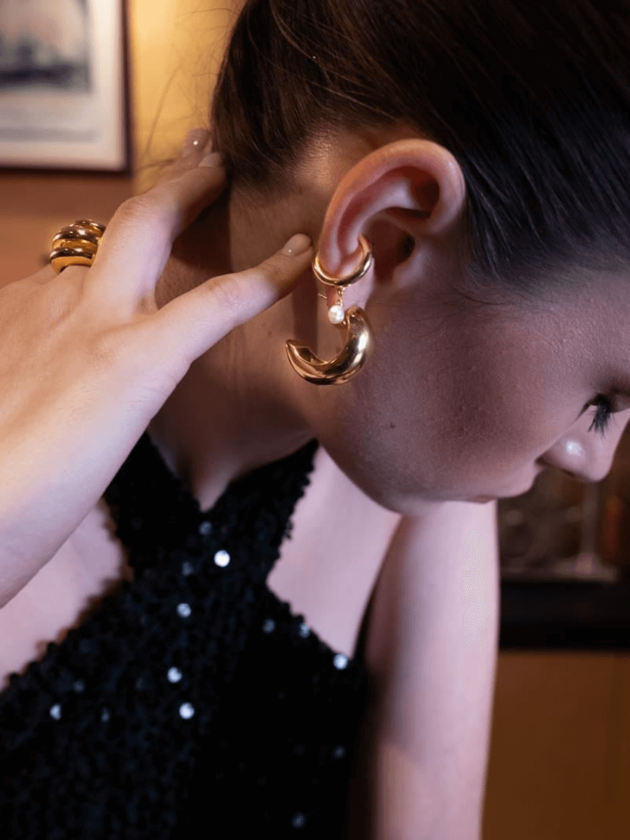 İncili Kıkırdak Küpesi