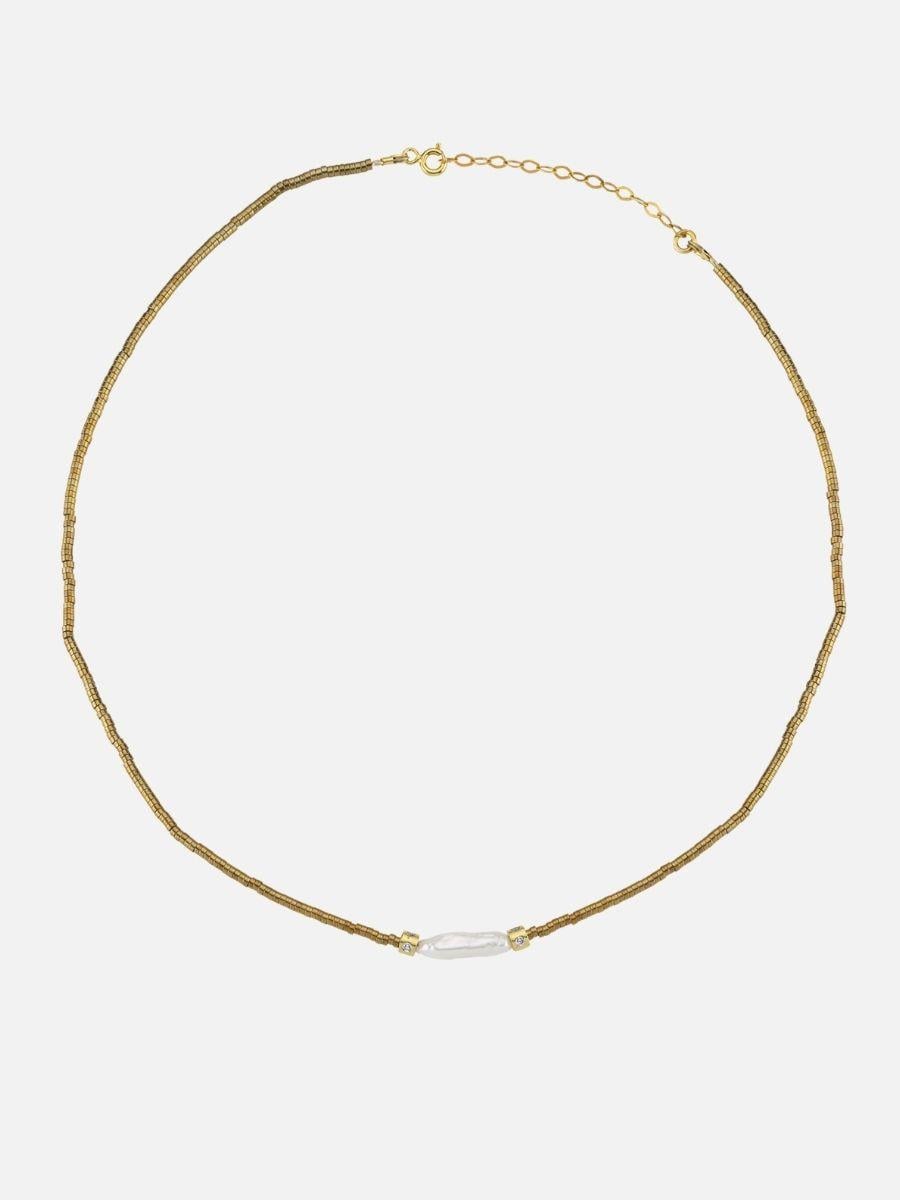 Lyris İncili Hematit Taşlı Kolye