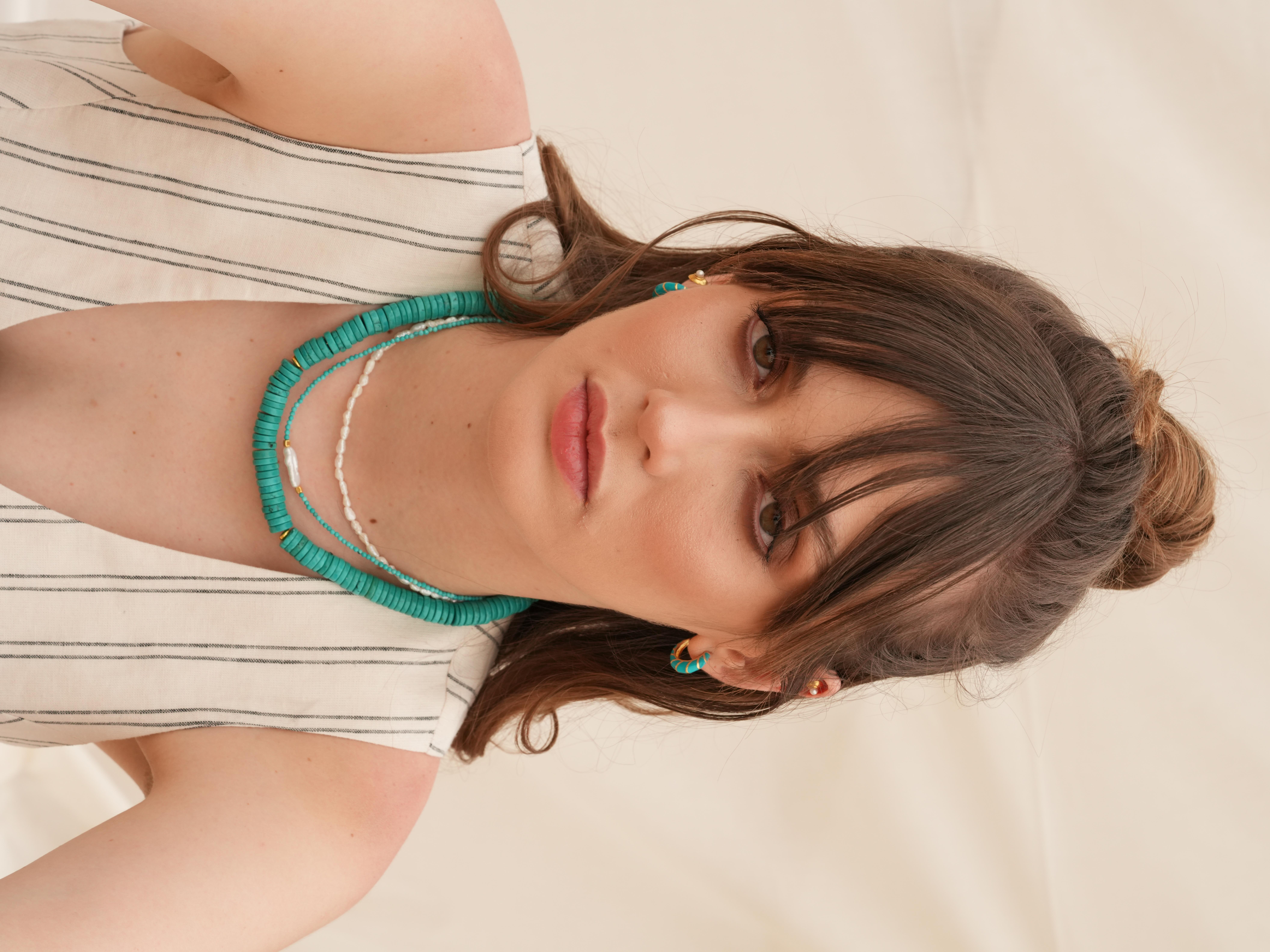 Meg Turkuaz Küçük İncili Kolye