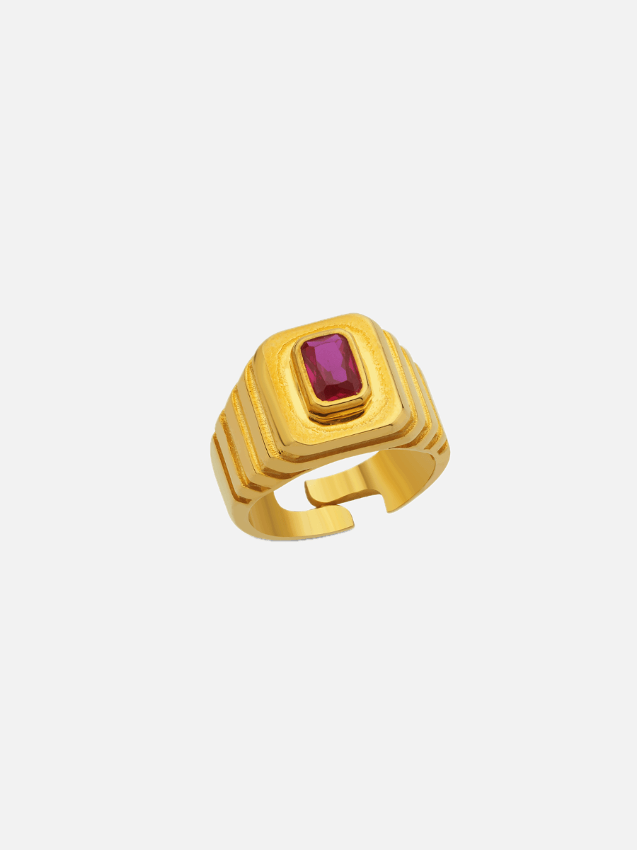 Oktagon Taşlı Yüzük