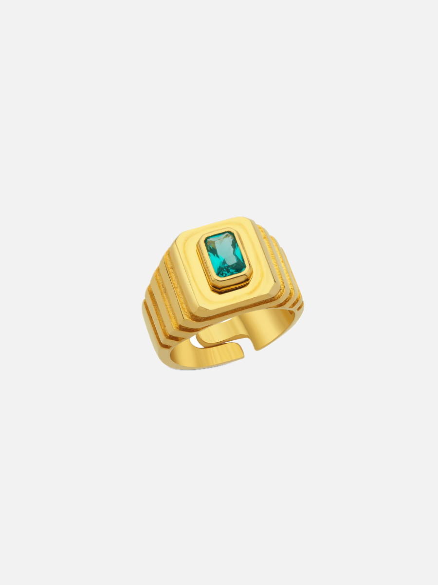 Oktagon Taşlı Yüzük