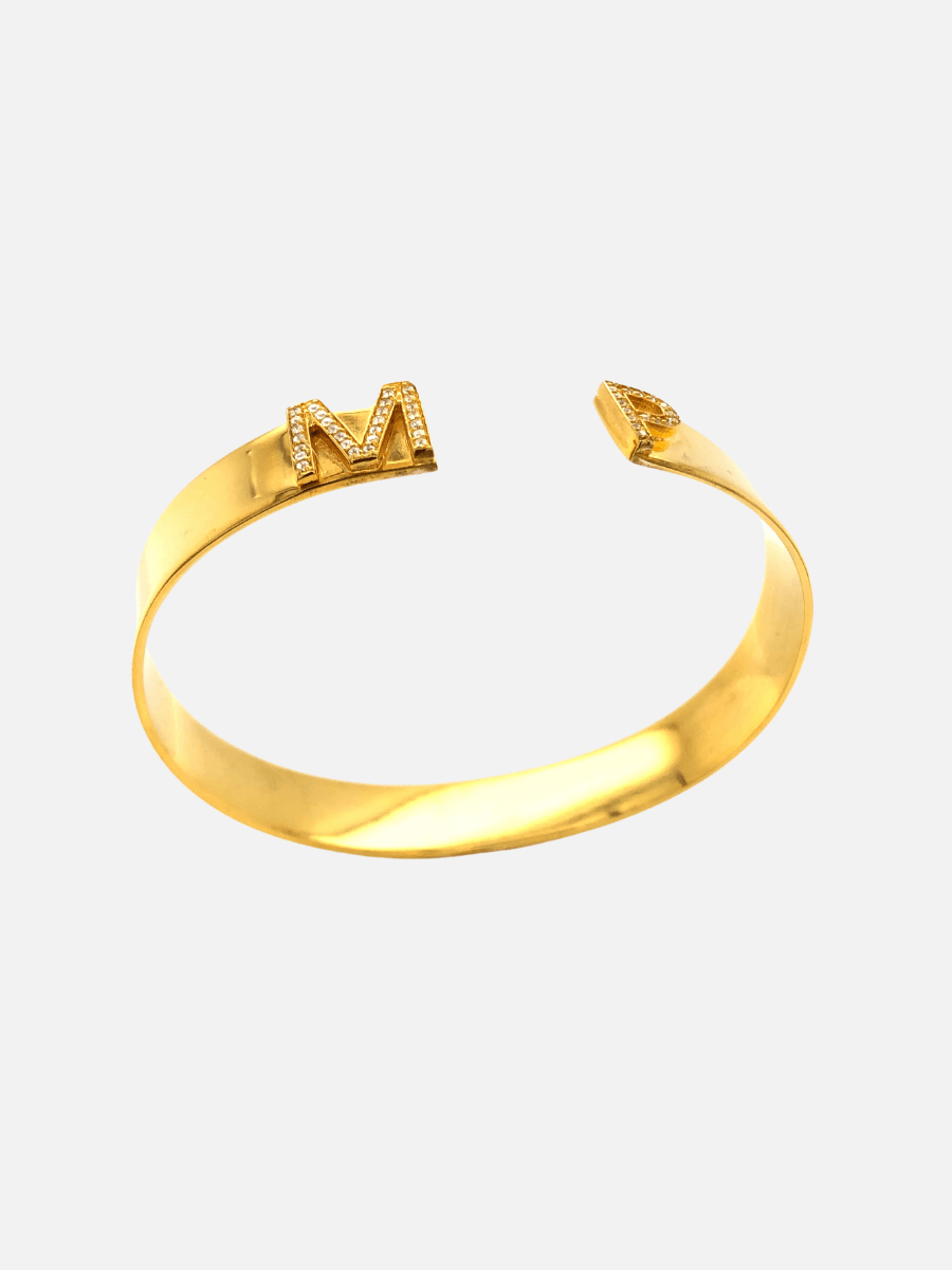 Taşlı Harf Kelepçe Bileklik