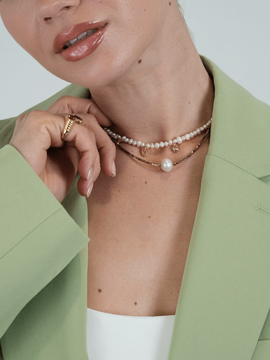 Taşlı Kum İnci Kolye