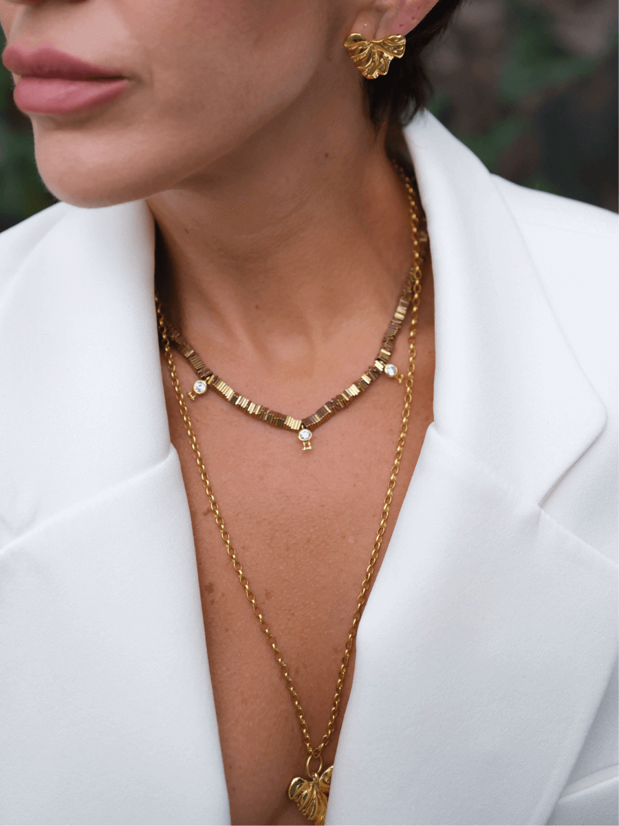 Verta Hematit Taşlı Kolye