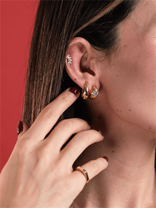 14 Ayar Altın Beştaş Damla Tragus Piercing