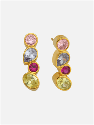 14k Gold Diana Four Stone Earrings
