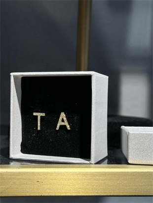 14k Gold Diamond Letter Earrings