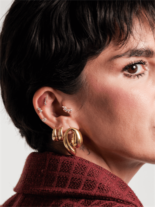 14 Ayar Altın Taşlı Kalp Tragus Piercing