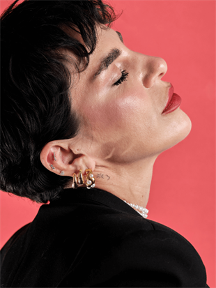 14 Ayar Altın Taşlı Kalp Tragus Piercing