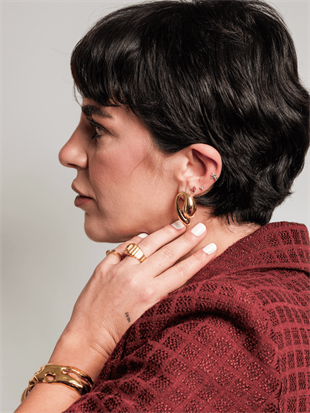 14 Ayar Altın Yeşil Damla Taşlı Tragus Piercing