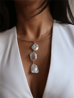 3lü Barok İnci Kolye