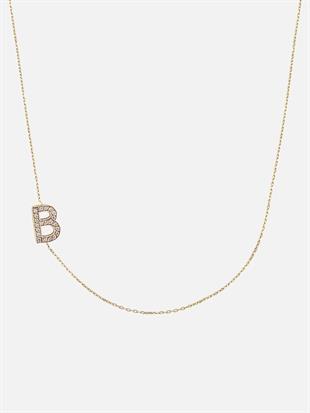 14k Gold Diamond Asymmetrical Letter Necklace