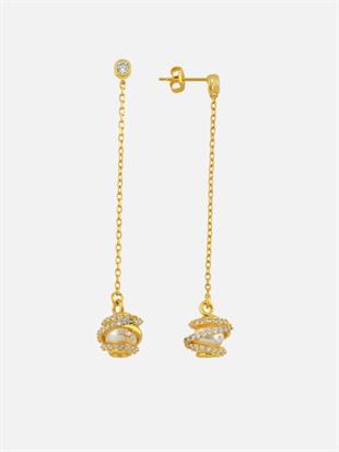 Amour Kafes İncili Uzun Zincir Küpe