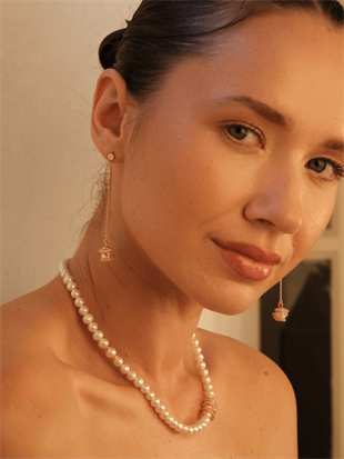 Amour Kafes İncili Uzun Zincir Küpe