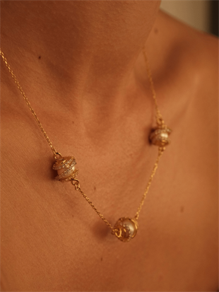 Amour Triple Pearl Cage Chain Necklace