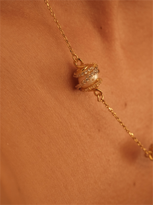 Amour Triple Pearl Cage Chain Necklace