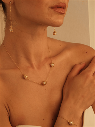 Amour Triple Pearl Cage Chain Necklace