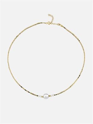 Melia Silver Ball Pearl and Hematite Necklace