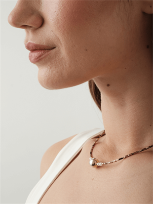 Melia Silver Ball Pearl and Hematite Necklace