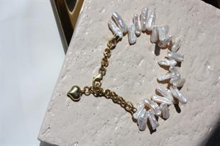 Asimetrik Barok İnci Kolye ve Bileklik Seti